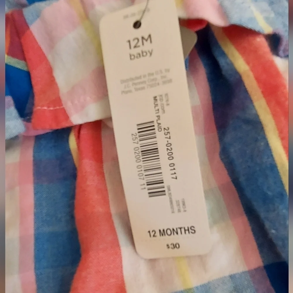 NWT Mommy & Me Plaid Baby Romper ~sz 12 Months